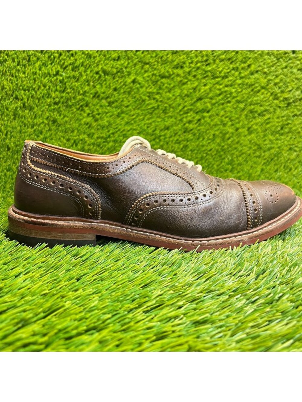 Allen Edmonds Strandmok Mens Size 7 Brown Classic‎ Leather Cap Toe Oxford Shoes